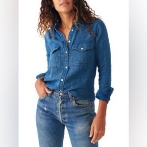 Women's Blue Denim Button Down Shirt Ptp 18”